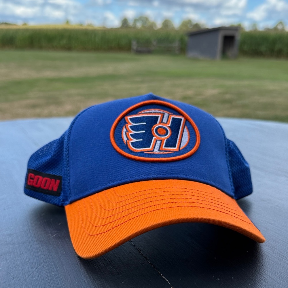 Blue and Orange Hockey Logo Cap